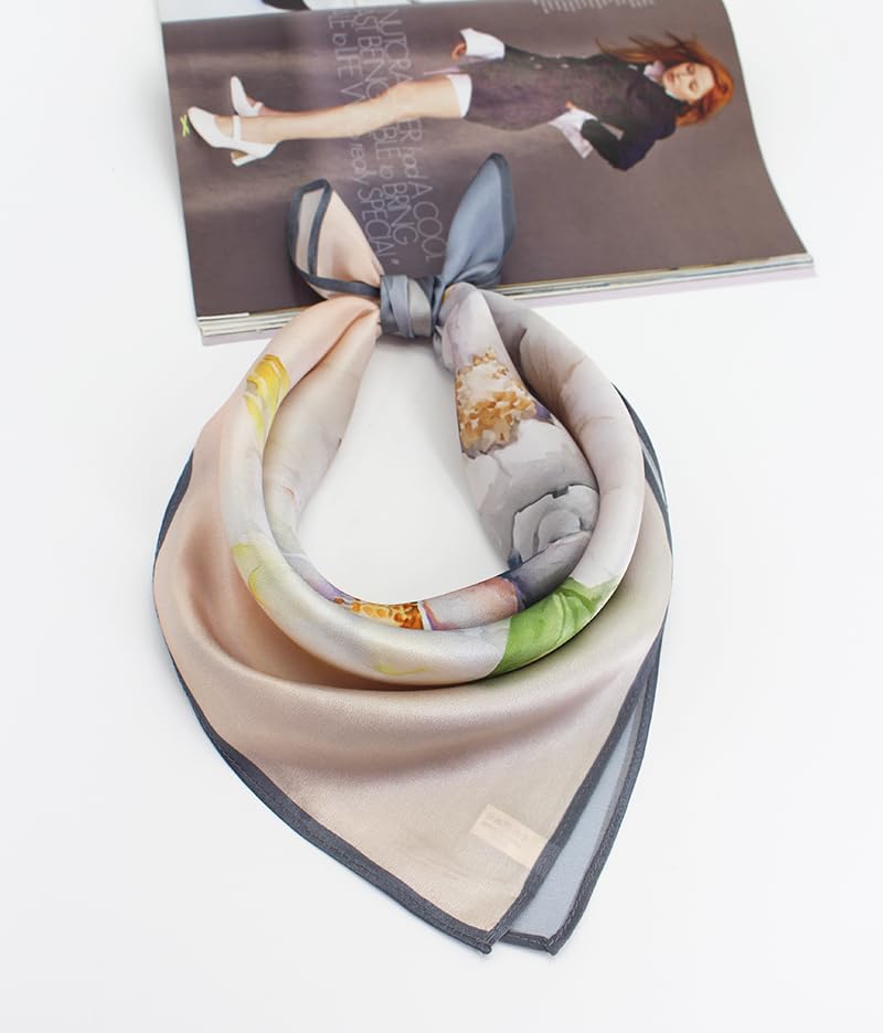 Image of ANDANTINO 100% Mulberry Silk Scarf -21 inch Square Neckerchief with Gift Packed