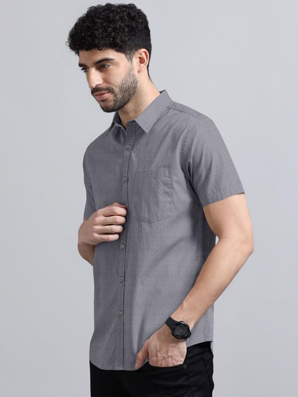 Image of BRUCEWANE Men's 100% Cotton Half Sleeve Shirt