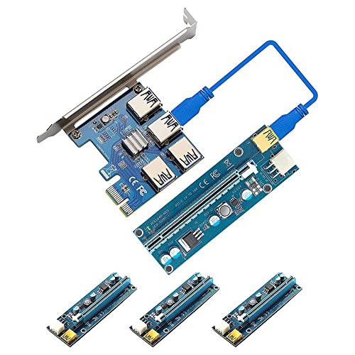 Pcie Riser Card 1 a 4 con PCIE 16X a 1X Express Adapter Set USB 3.0 per Litecoin Mining Bitcoin