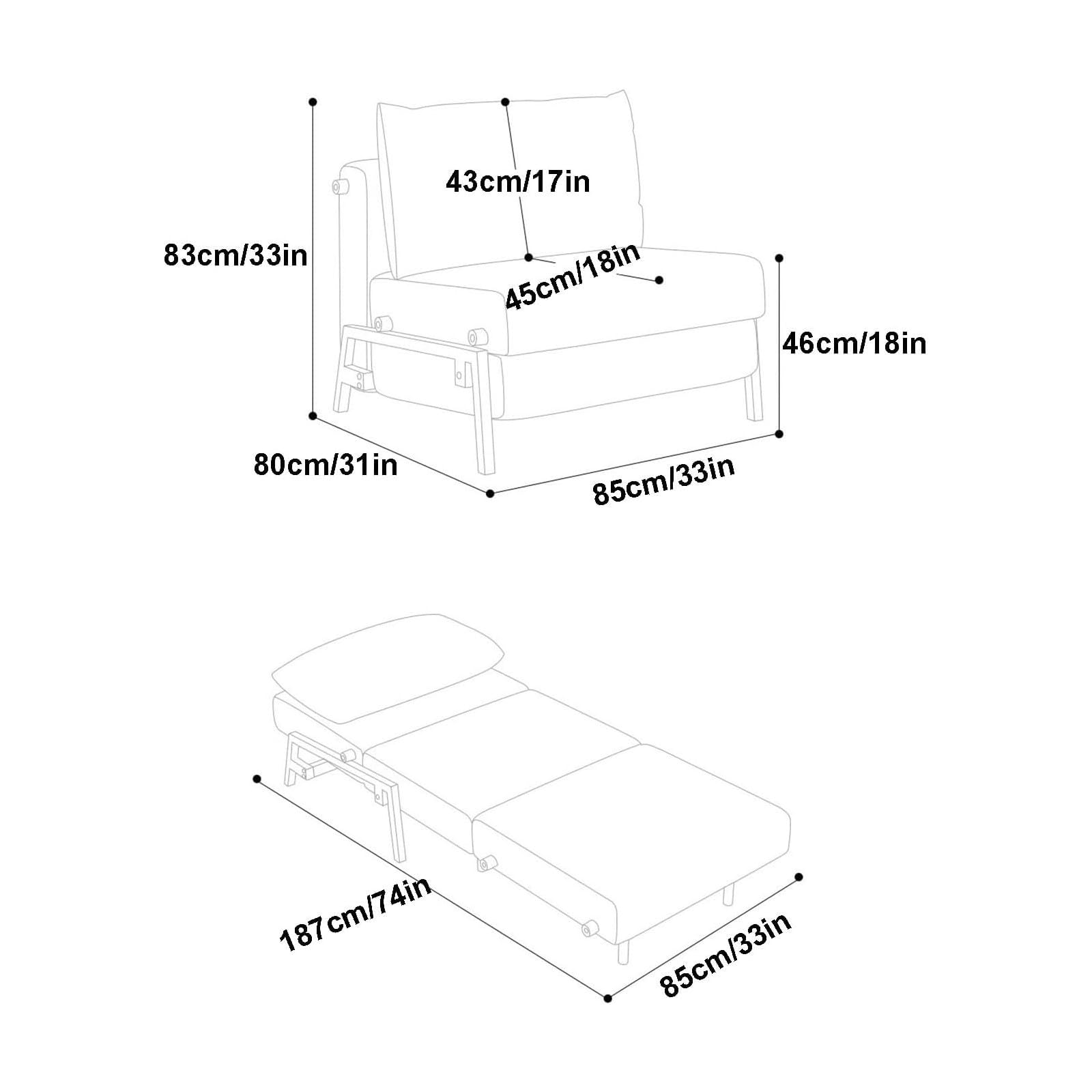Składana rozkładana sofa futon, tkanina sztruksowa, wysoka elastyczna pianka, solidna rama ze stali węglowej, idealna do salonu, mieszkania, salonu, wygodne rozwiązanie do spania