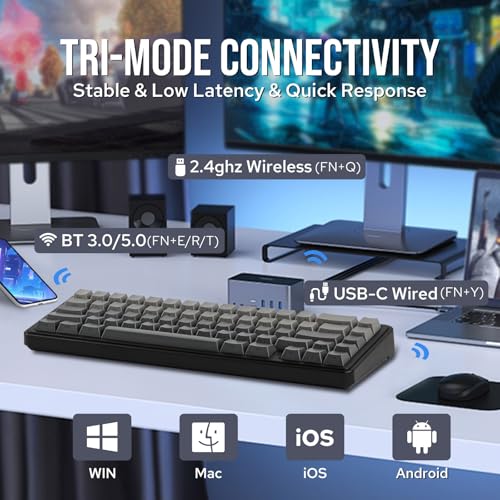 Image of EPOMAKER x Aula F65 65% Wireless Mechanical Keyboard, Hot Swappable Gasket Custom Gaming Keyboard with Five-Layer Padding, RGB Backlit, Bluetooth /2.4GHz /USB-C (Black, Reaper Switch)