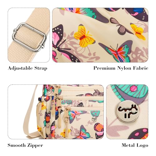 Image of AOCINA Nylon Crossbody Bags for Women Multi Pocket Cross Body Purses | Lightweight Cross Body Bag for Woman with Compartments Lots of Pockets Ladies Messenger Shoulder Handbag for Everyday Travel
