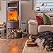 Relaxdays Juego de Utensilios de Chimenea con Soporte de Cristal, Acero Inoxidable,...