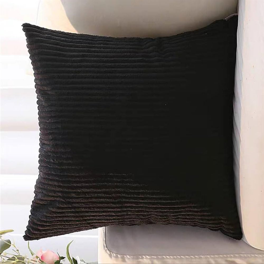 SWJ-swjssb Super King Size Pillow Cases 80x80 75x75 Cm,Square Extra Large Cushion Covers Soft Throw Pillow Cover With Zipper Corduroy Decorative Pillowcases For Sofa Couch(Black,30x30 inch 1pc)