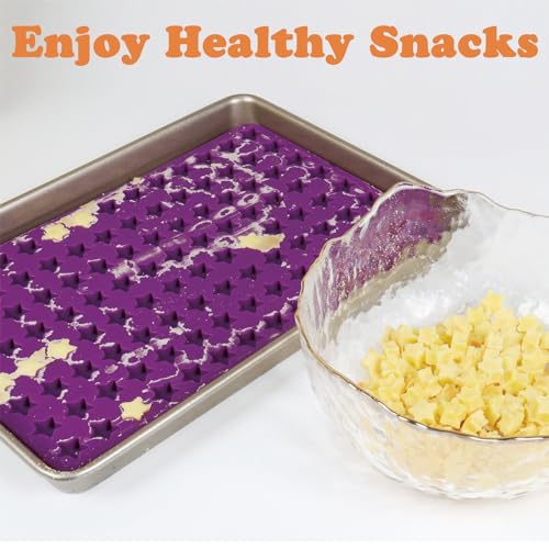 Silikon Hundekekse Backform, 112 Gitter Hundekuchen Backmatte mit Pentagramm-Formen für DIY Hundeleckerlies, Schokolade, Kekse, Süßigkeiten, BPA-Frei - Lila Pentagramm