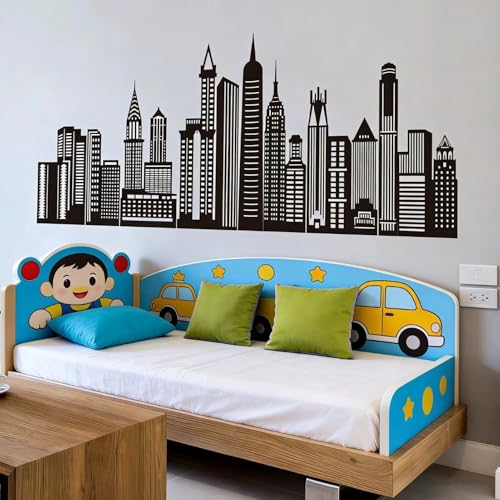 Vinilos Decorativos Skyline Ciudad Negra, 8 piezas miniatura 2