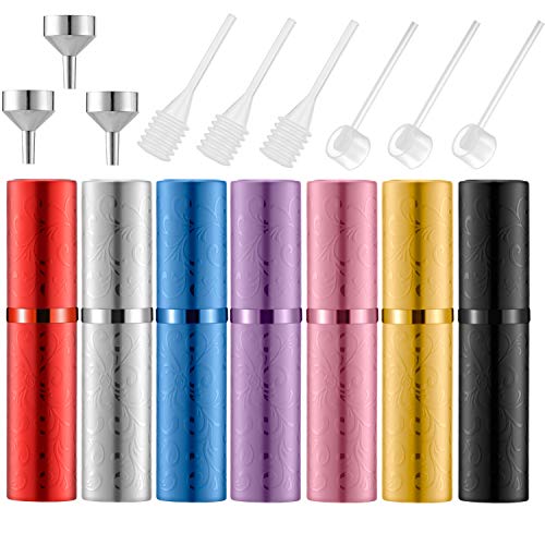 7 PCS/10ml Portable Mini Perfume Atomizer bottles, Empty Refillable Spray Bottle with 3 Types of Refill Tools, Pocket Travel Perfume Sample Bottles