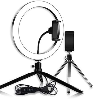 4 In 1 26cm Arc LED Fill Light, Two Desktop Tripod Brackets, Mobile Phone Holder, Live Broadcast Special Fill Light Set