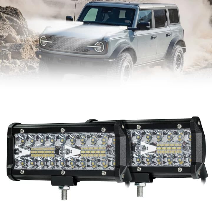 Miniatura 2 de 4WDKING Barra de luz LED de 7 pulgadas, 2 unidades, 240 W, 24,000 lúmenes, luz antiniebla para todo terreno, con haz combinado de inundación