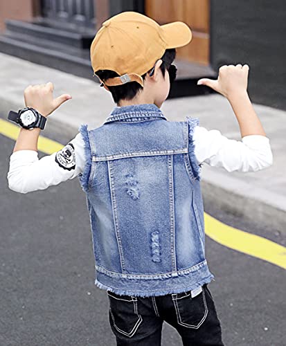 Image of NABER Kids Boys' Sleeveless Outerwear Denim Vest Age 4-13 Years | Boys denim vest
