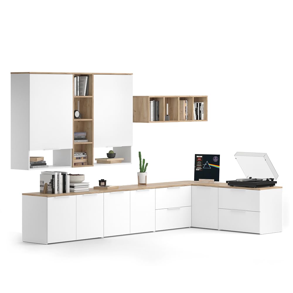 Vicco Meuble-paroi Wido, Blanc/Sonoma, 9 pièces, combinable avec d'autres éléments de la série Wido