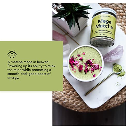 Lake And Oak Mega Matcha Tea | Matcha Green Tea Powder | Maca, Ashwagandha Tea, Loose Leaf Green Tea Matcha | Moderate Caffeine Levels Adaptogenic Matcha Blend #TOP1