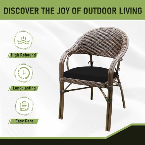 Image of Basic Beyond Outdoor Chair Cushions Set of 4, Outdoor Cushions for Patio Furniture, Water Resistant Patio Chair Cushions with 2 Ties, 17x16x2, Black