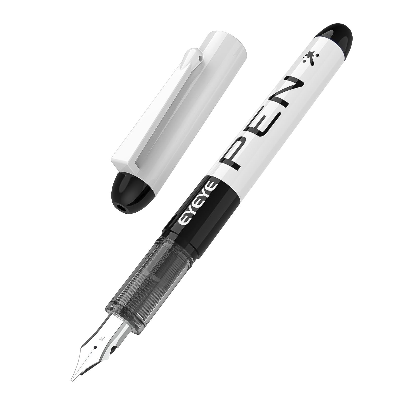 EYEYE Penne stilografiche usa e getta, confezione da 8 penne a punta fine in acciaio inox, penne stilografiche per scrittura fluida, per calligrafia, diari, disegni, schizzi, scarabocchi e forniture