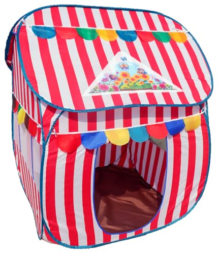 Image of Homecute Foldable Pop Up Hut Type Kids Toys Play Tent House for Boys and Girls (Medium Size Red-White)