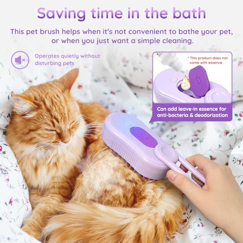 Image of GKZ Cat Steam Brush, 3 in 1 Pet Comb for Massage, Cleaning, Shedding and Combing, Electric Mist to Prevent Flyaways for Home, Dogs and Cat Lovers - Purple