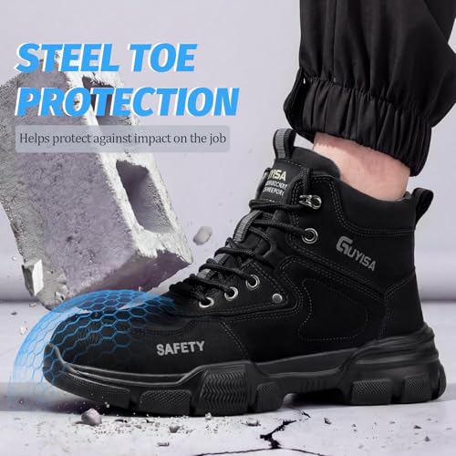Image of GUSAYEX Steel Toe Boots for Men Puncture Resistant Work Utility Safety Shoe