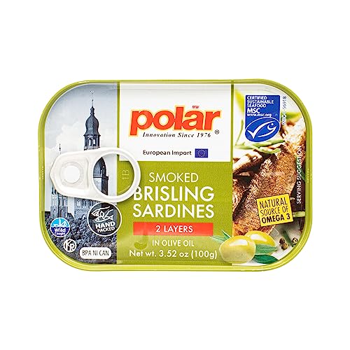 MW Polar Smoked Brisling Sardines, Wild Caught, in Olive Oil, 3.52-Ounce (Pack of 1)