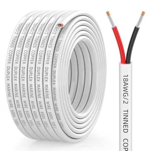 CONEPY 18 Gauge Marine Wire, 18 Gauge Wire Duplex Marine Grade Cable, 30FT