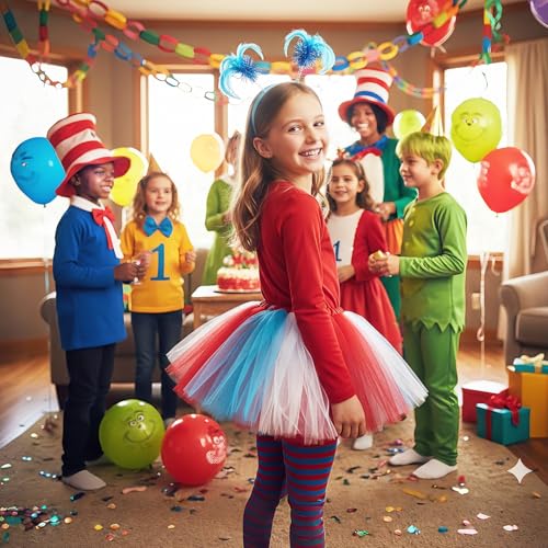 Disfraz completo tutu de tul para niñas azul y rojo miniatura 5