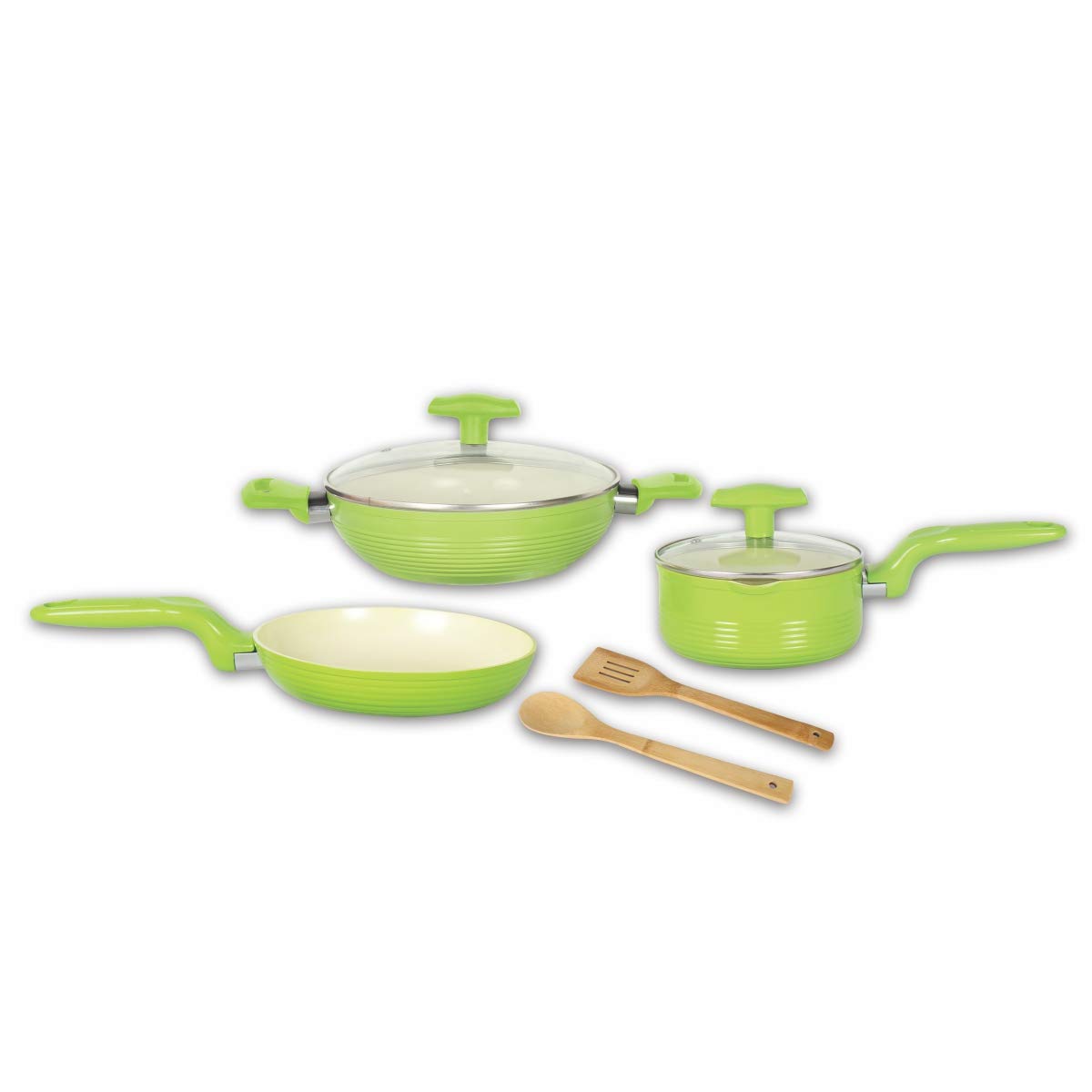Buy Alda Ceramic Coating Cookware Gift Set, 7Pieces, Green