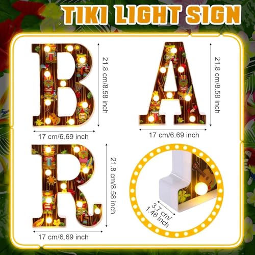 Image of Aurelema 8.6 X6.7 x 1.5 Inch Tiki Bar Sign Tiki Party Table Decorations Marquee Letters Light up LED Table Centerpiece Hawaii Luau Aloha Decor for Summer Tropical Pub Outdoor Patio Wall Party Supplies