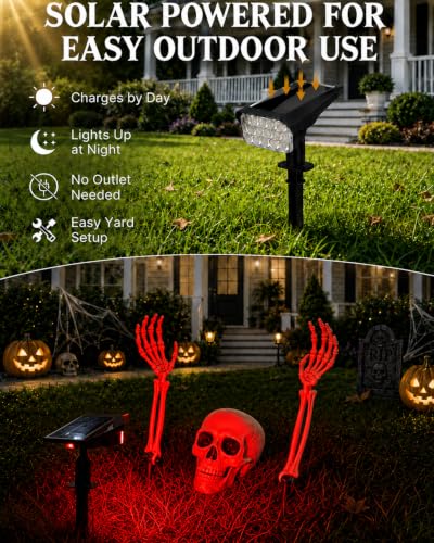Solar Halloween Lights Outdoor with Skeleton Head and Hands - image 6