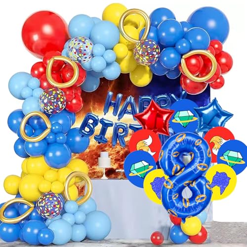 Image of Number 40 Inch Blue and Gold Ring Balloon Birthday Number Decoration Aluminum Film Balloon Suitable for Boys and Girls Blue Theme Party Cartoon Party Decoration Supplies (8)