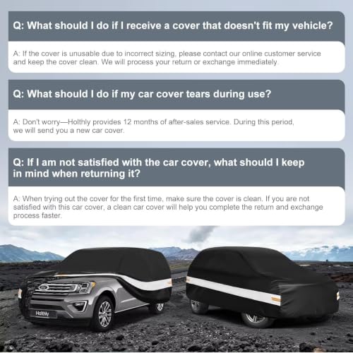 Image of 10 Layers SUV Car Cover Custom Fit for Ford Expedition Max (2017-2026), Waterproof All Weather for Automobiles, Outdoor Full Cover Sun Dust Rain Protection with Cotton. Black
