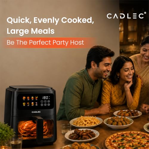 Image of Cadlec SmartFry 1400W Digital Air Fryer | 360 Rapid Air Circulation, 8 Preset Menus, Touch Control Panel, 5L Non-Stick Basket, Low Oil Cooking, 2-Year Warranty, Black