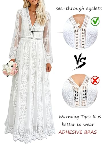 Image of Cercis Womens Off The Shoulder Floral Lace Maxi Wedding Dress Boho Flowy Wedding Guest Formal Long Dresses