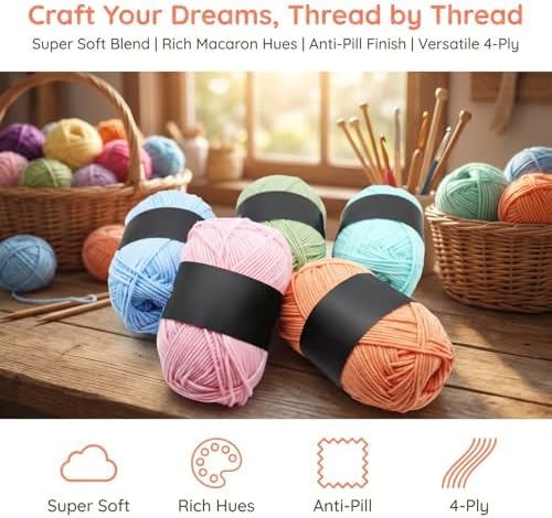 4 Ply Yarn for Knitting and Crochet Soft Yarn for DIY Craft Projects Multi Color Yarn for Sweater Scarf Hat Blanket — view 4