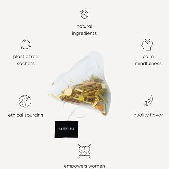 Tahmina Saffron Immunity Caffeine Free Tea: Calming Turmeric and Ginger with Saffron, 12 Biodegradable Pyramid Tea Bags, Makes 36 Cups of Tea (1 Pack)