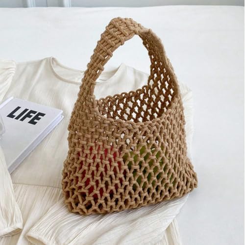 Crochet Beach Bag Shoulder Bag for Women, Cute Purse Tote Handbag for Travel Work Shopping Picnic Vacation Beach Accessories3