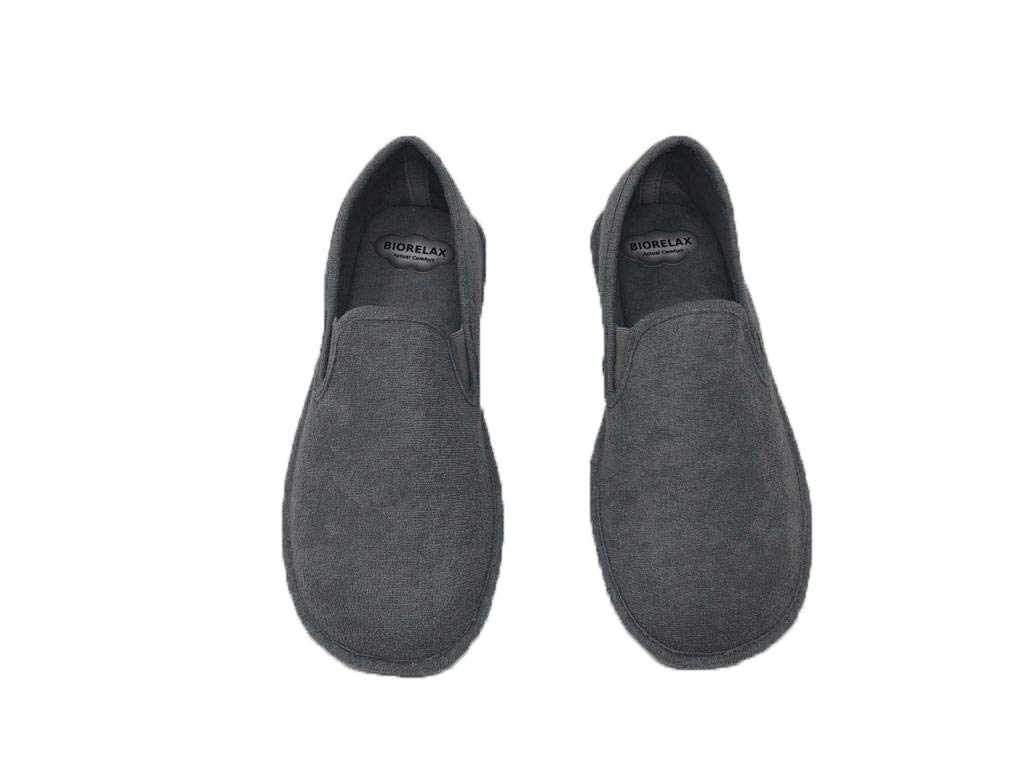 Zapatillas de Estar por Casa/Biorelax/Hombre/Primavera-Verano/Talón Cerrado/Algodón Rizo/Talón Acolchado/Color Gris
