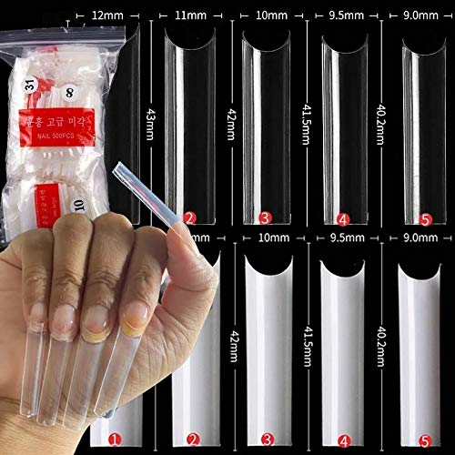 500 uñas postizas acrílicas transparentes miniatura 7