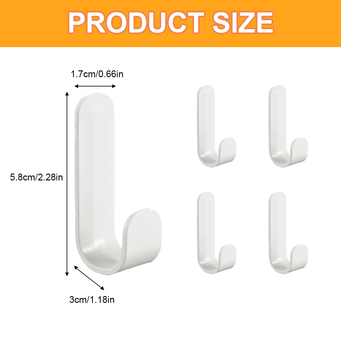 Ganci Adesivi, 6 Pezzi Ganci in Plastica, Ganci da Parete Adesivi, Portasciugamani, per Cucina, Bagno, Soggiorno, Bianco
