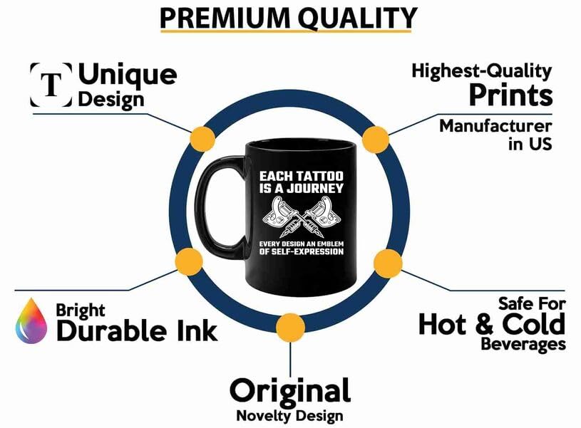 Tattoo Artist Coffee Mug 11oz Black -Each tattoo is a journey - Tattoo Gifts Tipping Skin Deep Ink Tattoo Lover Tattooing Tattooist