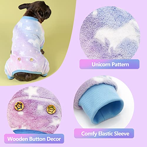 Kyeese Dog Pajamas Glow In Dark Unicorn Dog Pjs Super Soft Velvet Material Dog Onesie Outfits Dog Cold Weather Coat,Unicorn,L #TOP1