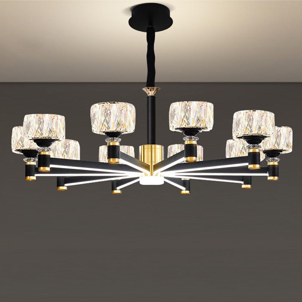KXEcoLife Scandinavian light luxury crystal chandelier, simple luminous arm for living room dining bedroom decoration,10 heads
