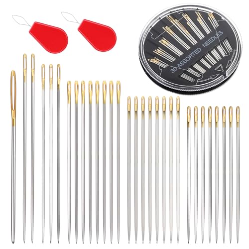 Ftyiwu 30 Pack Hand Sewing Needles, Assorted Embroidery Needles Kit,