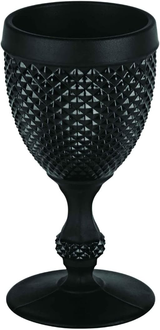Vista Alegre Bicos All Purpose Frosted Black Goblet, Set of 4.,