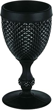 Vista Alegre Bicos All Purpose Frosted Black Goblet, Set of 4.,