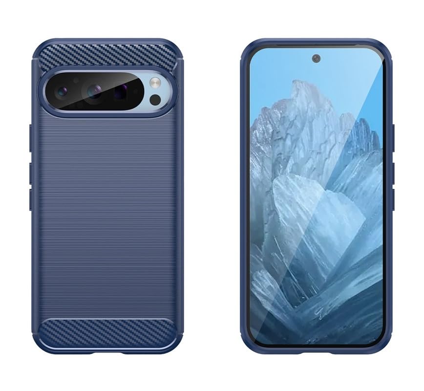 Image of NPRC Hybrid Ultra Slim Protective Case TPU Non-Slip Carbon Fiber Texture Shockproof Case Cover for Google Pixel 9 - Blue
