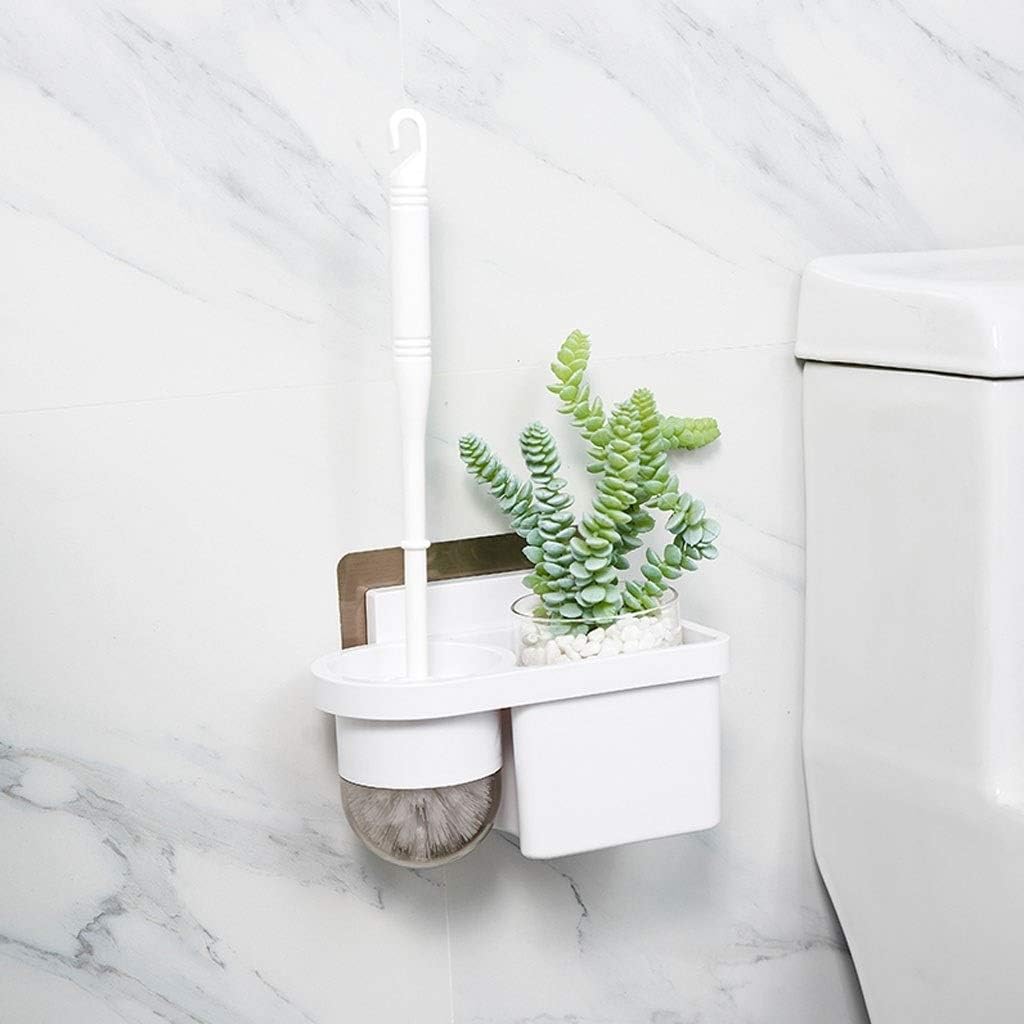 SPOUR Toilet Brush Holder Household Bathroom Wall-Mounted Toilet Brush Set Creative Free Punching Depth Cleaning Rack Toilet Brushes,Toilet Brush with Holder