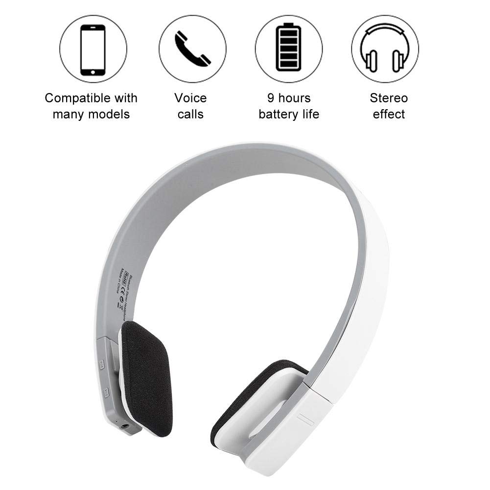 VBESTLIFE Casque Bluetooth, Casque de Sport stéréo sans Fil Bluetooth 5.0 BQ618 avec Microphone en Cours d'exécution Fitness Heavy Bass Audio Mains Libres Casque(Blanc)