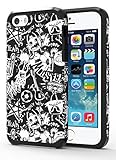 ShinyMax iPhone 5S Case with Graffiti Design,iPhone 5 Case,iPhone SE 2016 Case,Hybrid Dual Layer Armor Protective Cover Sturdy Anti-Scratch Shockproof Cute Case for Apple iPhone 5/5S/SE -Black