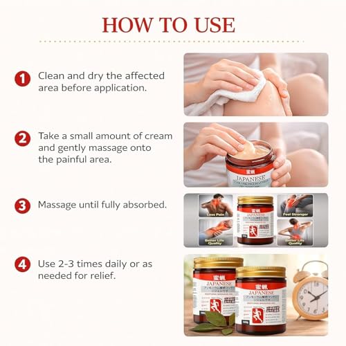 Image of Japanese Formula Soothing Massage Gel for Joint & Muscle Pain Relief - Arnica, Mugwort, Hyaluronic Acid - Back, Neck, Knee & Leg Massage Balm - 100% Herbal Fast Absorption Formula
