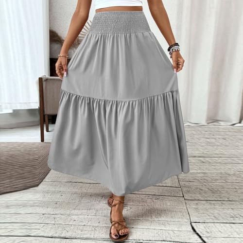 Women's Skirts Bohemian Summer Long Skirts Flowy High Waist A Line Maxi Skirts, S-XL4