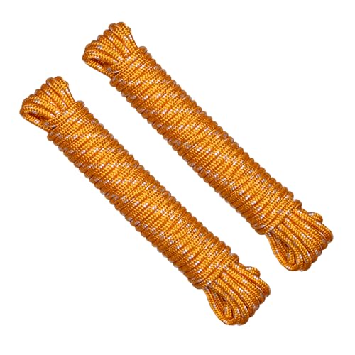Image of Azuka Utility Rope - 6mm x 15m (50 ft) | Heavy-Duty Braided Nylon Constriction| Polypropelene Material | Durable Polypropylene (PP) | Weather-Resistant | Orange (2, 6MM)
